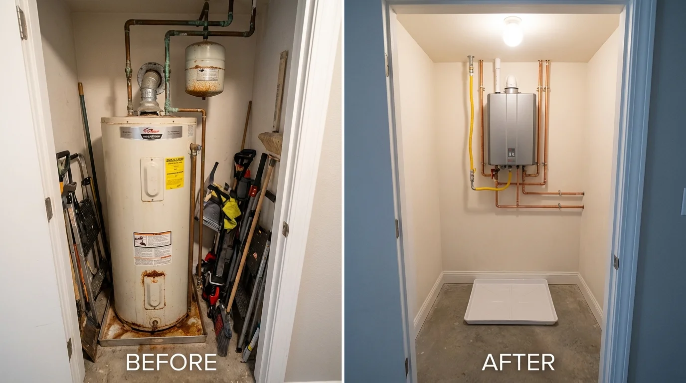 Tank water heater versus wall-mounted tankless unit comparison for Harrisville, NH homeowners